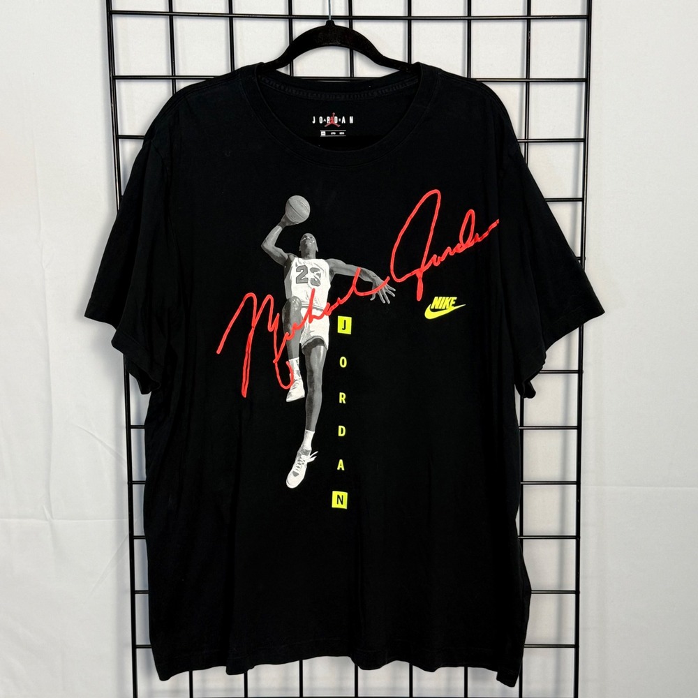 Jordan Graphic T-Shirt Mens 3XL Black Michael Jordan Signature Nike Logo Tee